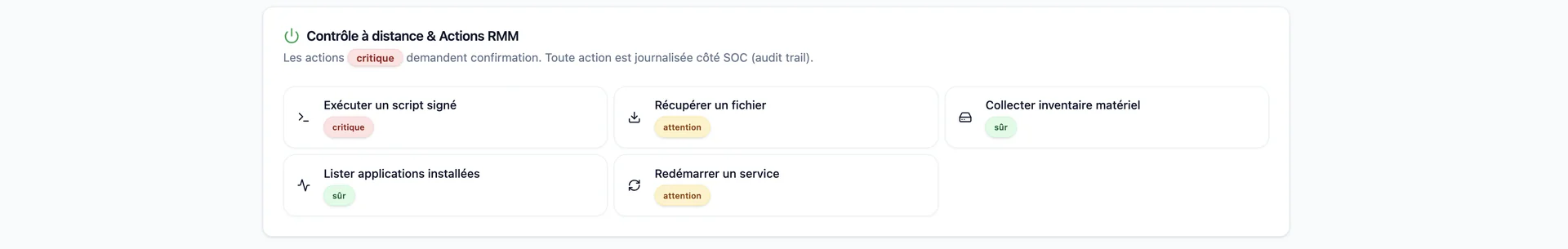 Contrôle à distance & actions RMM